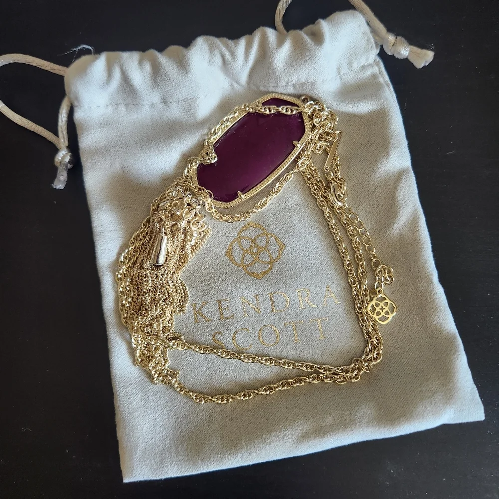 ✨️Kendra Scott Rayne Gold Necklace with Deep Purple Stone NWT✨️ - Picture 1 of 5